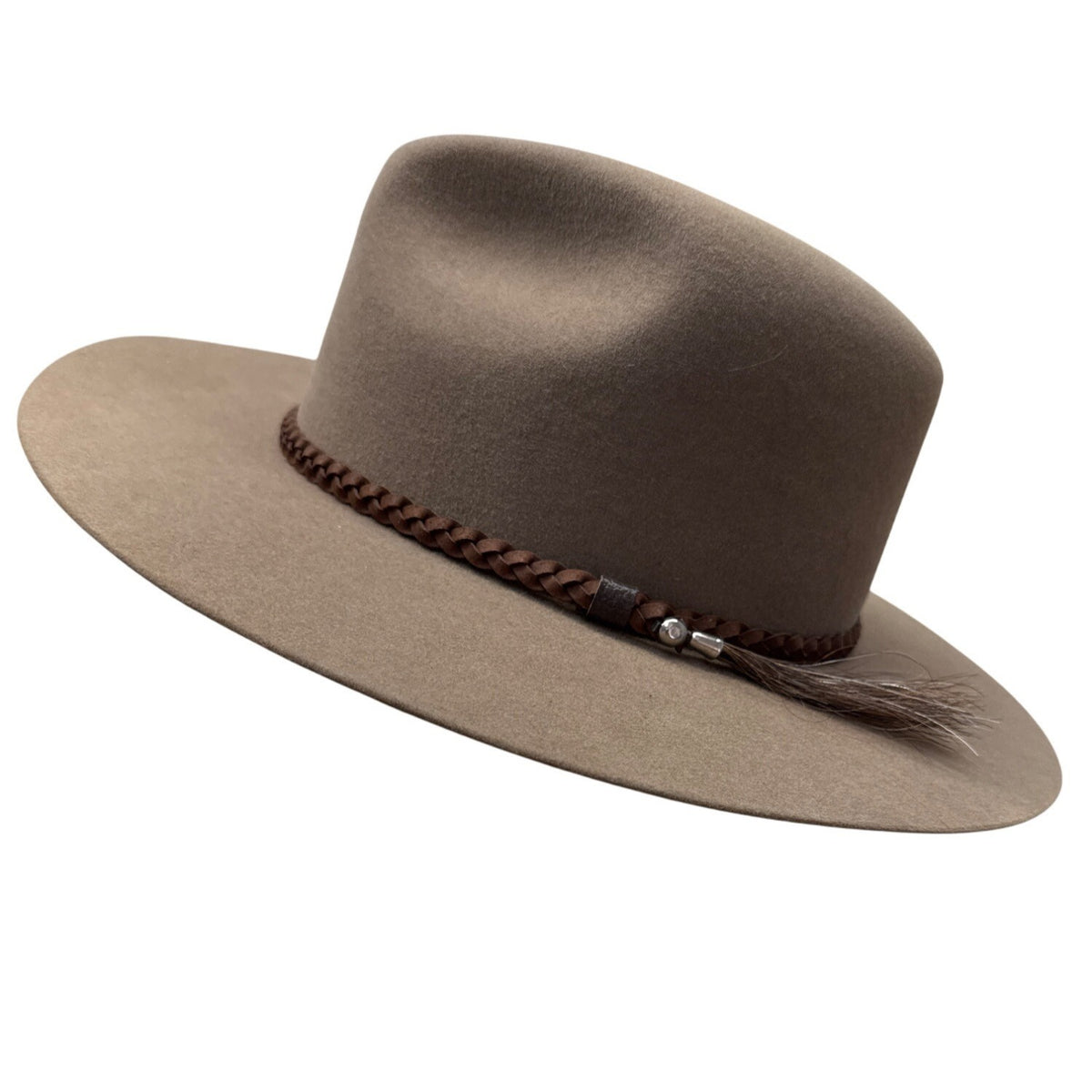 Biltmore Hats Tan Brim Wool Felt Western W/ Brown Braid & Tassel Size 7 1/4 (58)