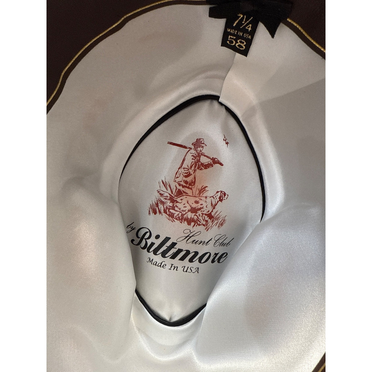 Biltmore Hats Tan Brim Wool Felt Western W/ Brown Braid & Tassel Size 7 1/4 (58)