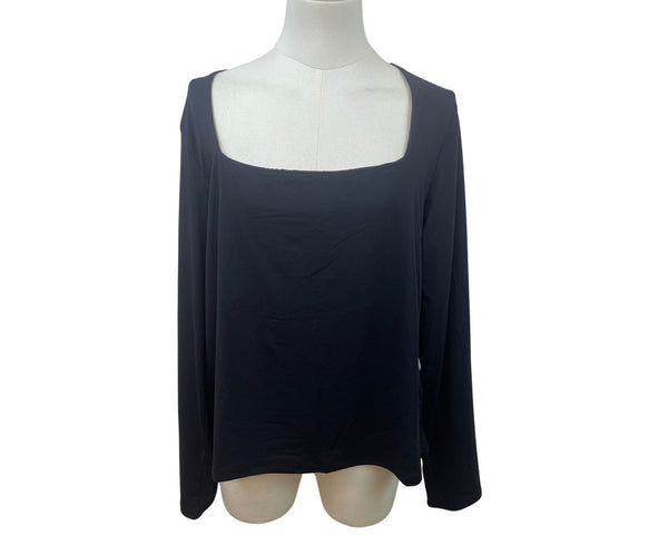 H&M Womens Black Long Sleeve Square Neck Top XL - New