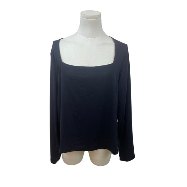 H&M Womens Black Long Sleeve Square Neck Top XL - New