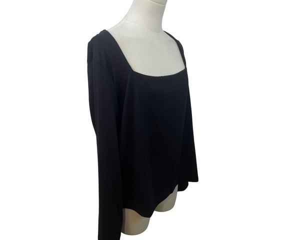 H&M Womens Black Long Sleeve Square Neck Top XL - New