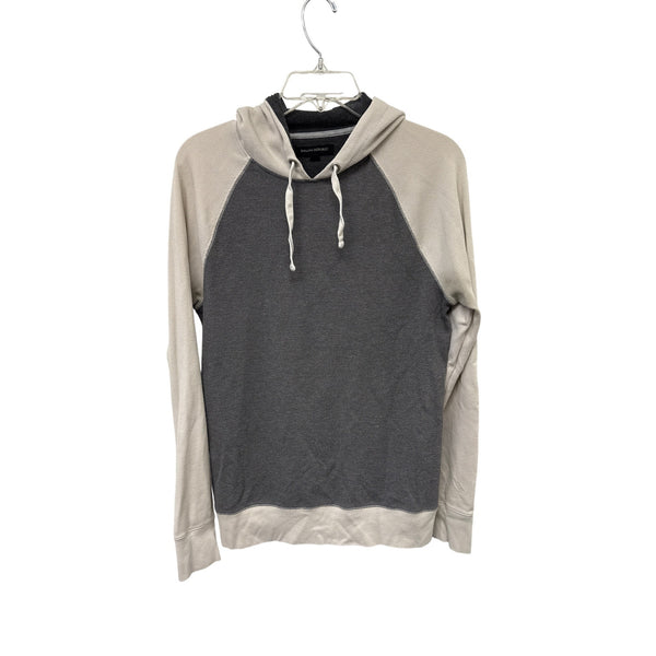 Banana Republic Mens Gray & Cream Cotton Blend Hoodie Medium Waffle Knit Casual Style