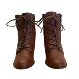 Daisy Fuentes Women’s Brown Faux Leather Lace-Up Ceci Heeled Ankle Boots Sz 10M
