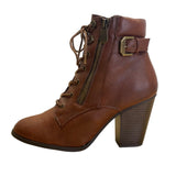 Daisy Fuentes Women’s Brown Faux Leather Lace-Up Ceci Heeled Ankle Boots Sz 10M