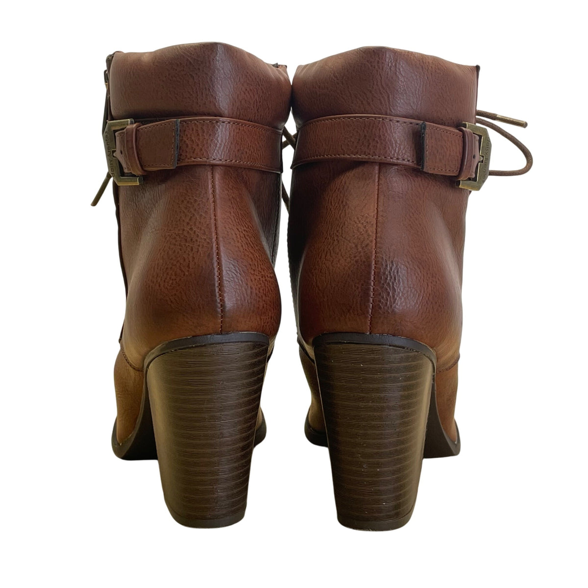 Daisy Fuentes Women’s Brown Faux Leather Lace-Up Ceci Heeled Ankle Boots Sz 10M