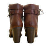 Daisy Fuentes Women’s Brown Faux Leather Lace-Up Ceci Heeled Ankle Boots Sz 10M