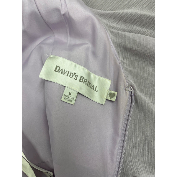 Davids Brida Lilac V-Neck Ruffle Back Crossbody Dress With Satin Waistband Size 6