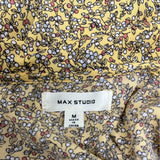 Max Studio Womens Yellow Floral Ruffle Wrap Blouse Long Sleeves Size M