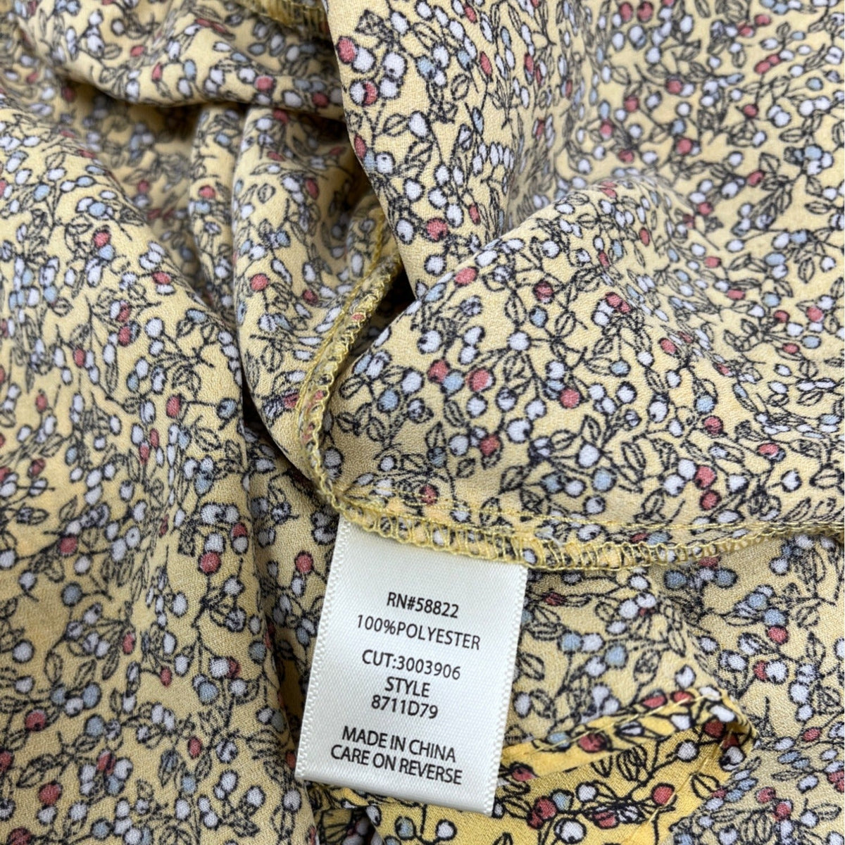 Max Studio Womens Yellow Floral Ruffle Wrap Blouse Long Sleeves Size M