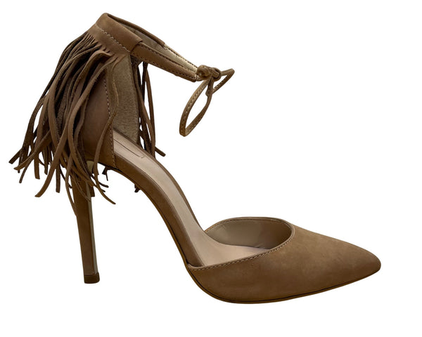 Aldo Womens Brown Suede Fringe Pointed Toe Novesta Stiletto Heels Size 7