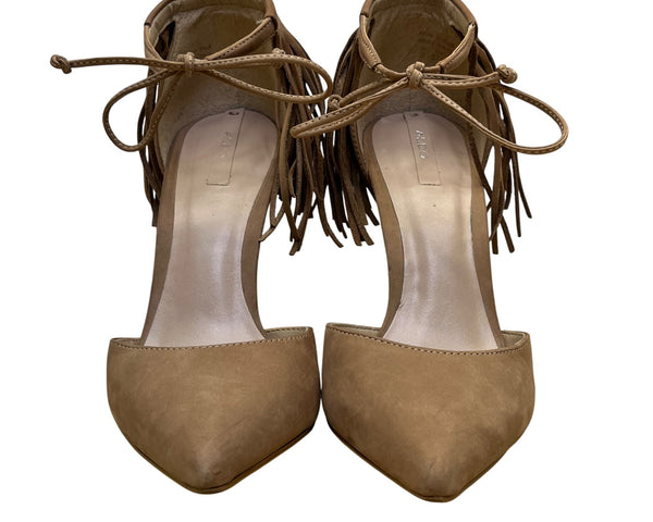 Aldo Womens Brown Suede Fringe Pointed Toe Novesta Stiletto Heels Size 7