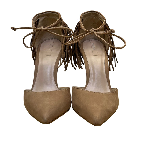Aldo Womens Brown Suede Fringe Pointed Toe Novesta Stiletto Heels Size 7