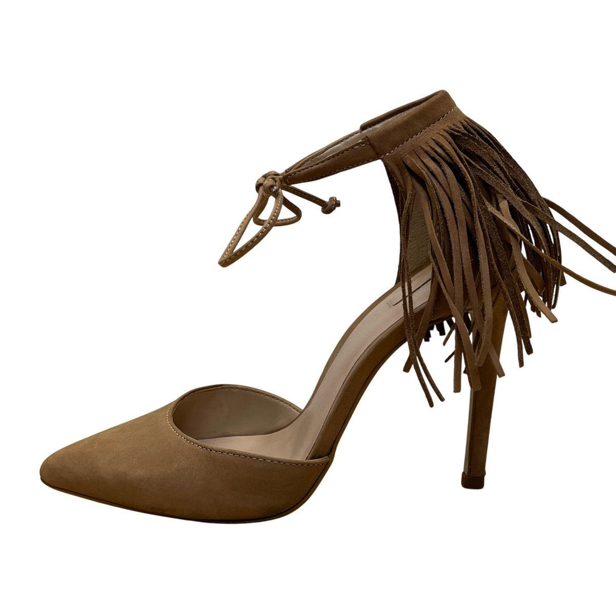 Aldo Womens Brown Suede Fringe Pointed Toe Novesta Stiletto Heels Size 7