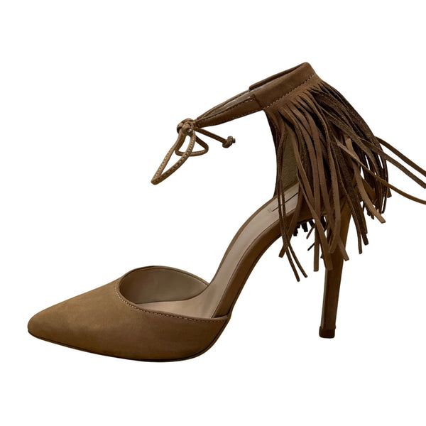 Aldo Womens Brown Suede Fringe Pointed Toe Novesta Stiletto Heels Size 7