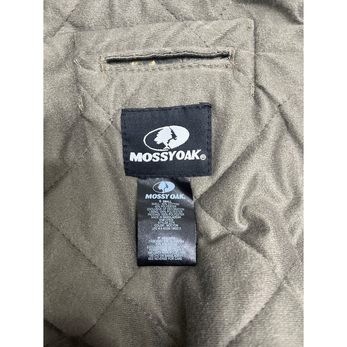 Mossy Oak Mens Camouflage Hooded Jacket Quilted Lining Size S
