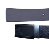 Calvin Klein Mens Black Textured Belt With CK Logo Plaque Buckle Size 32