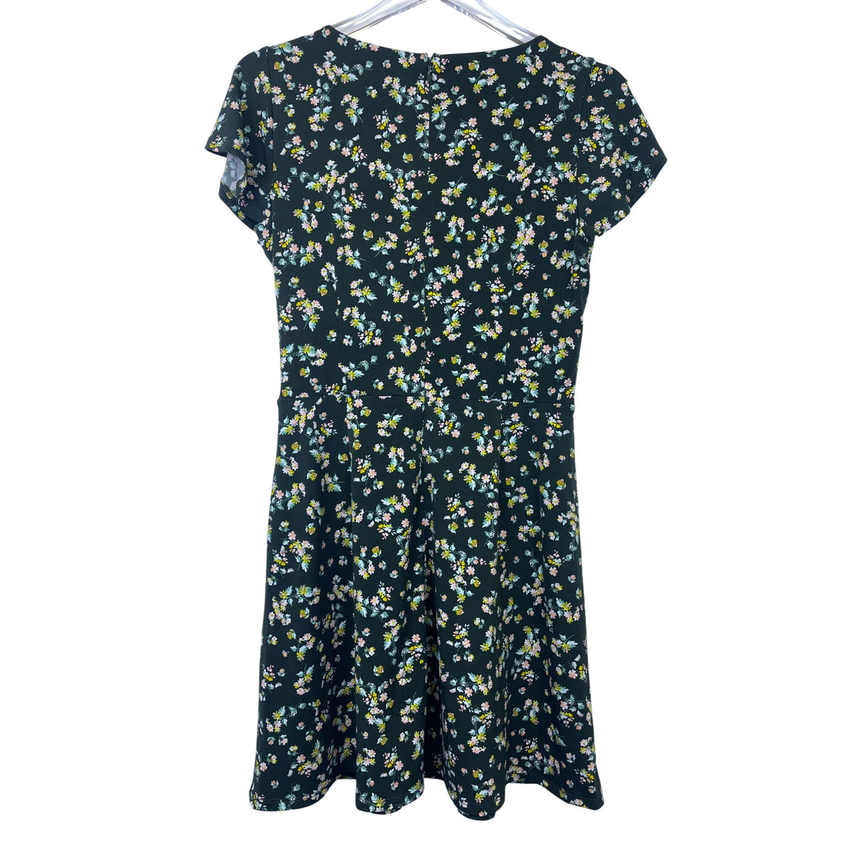Loft Womens Green Floral Wrap Dress Short Sleeve Casual Size 2