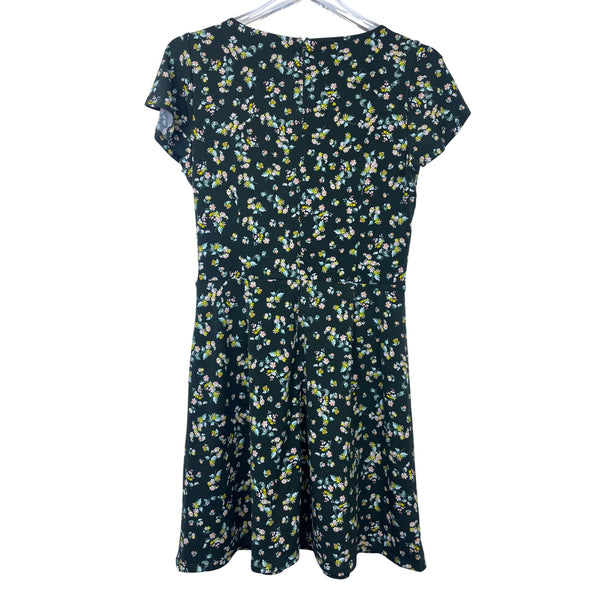 Loft Womens Green Floral Wrap Dress Short Sleeve Casual Size 2