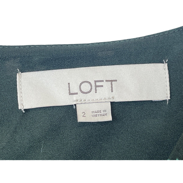 Loft Womens Green Floral Wrap Dress Short Sleeve Casual Size 2