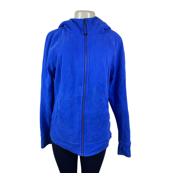 Lululemon Womens Blue Zip-Up Hoodie With Thumbholes & Pockets