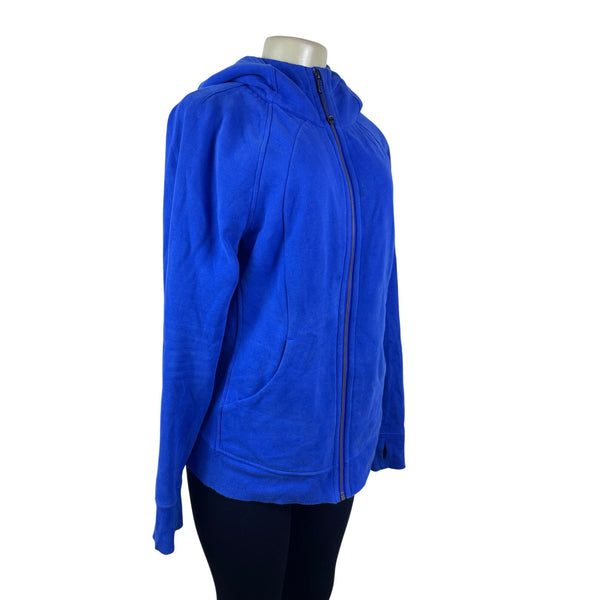 Lululemon Womens Blue Zip-Up Hoodie With Thumbholes & Pockets