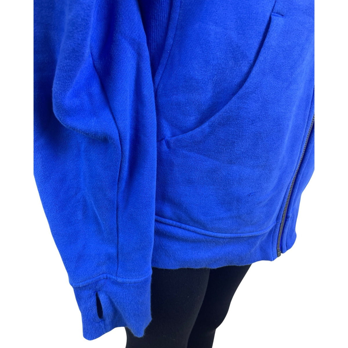 Lululemon Womens Blue Zip-Up Hoodie With Thumbholes & Pockets