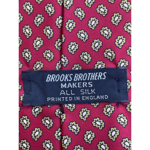Vintage Brooks Brothers Red Silk Tie Floral Pattern Printed  Classic Width