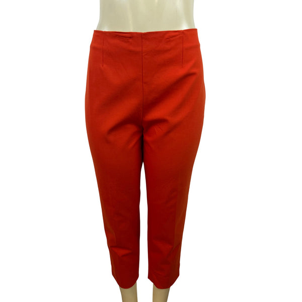 Lands End Mid Rise Slim Leg Red Capri Pants Size 12
