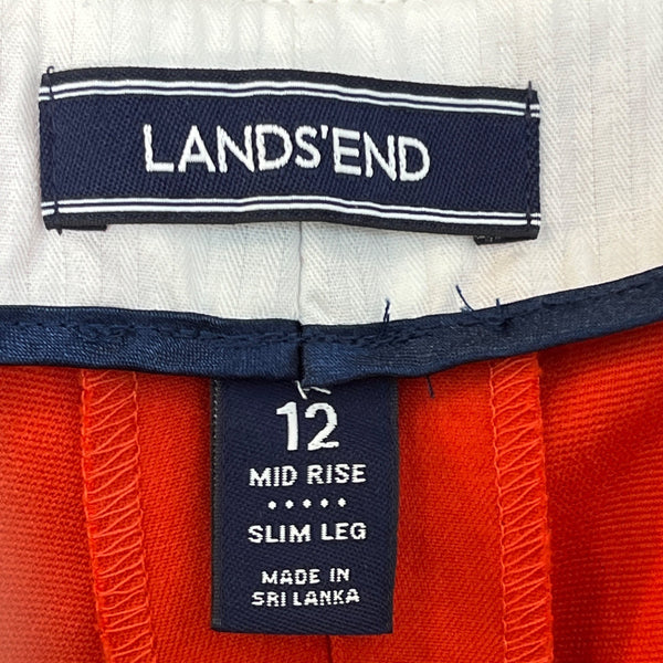 Lands End Mid Rise Slim Leg Red Capri Pants Size 12