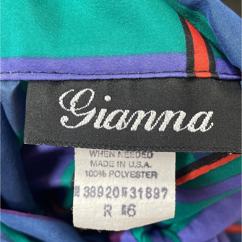 Gianna Womens Multicolor Polyester Long Sleeve Plaid Button-Up Blouse With Bow Tie