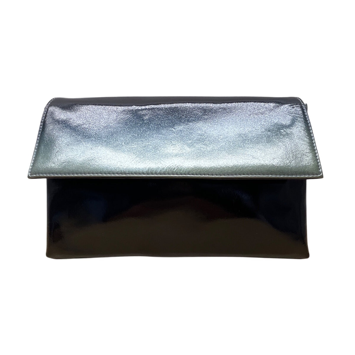 Charles David Women’s Black Metallic Leather Clutch Bag With Snap Closure