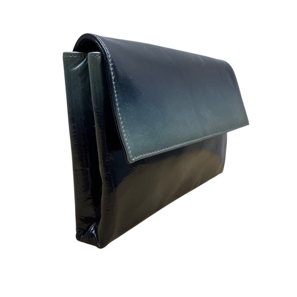 Charles David Women’s Black Metallic Leather Clutch Bag With Snap Closure