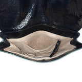 Charles David Women’s Black Metallic Leather Clutch Bag With Snap Closure