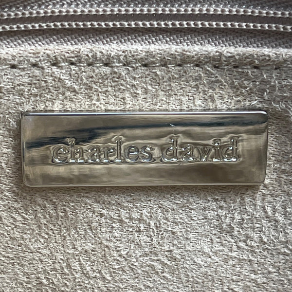 Charles David Women’s Black Metallic Leather Clutch Bag With Snap Closure