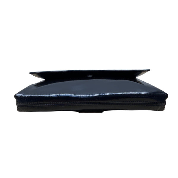 Charles David Women’s Black Metallic Leather Clutch Bag With Snap Closure