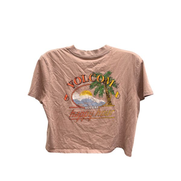 Volcom Womens Pink Organic Cotton Graphic T-Shirt Size Small Relaxed Fit