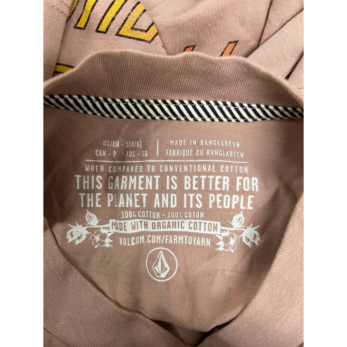 Volcom Womens Pink Organic Cotton Graphic T-Shirt Size Small Relaxed Fit