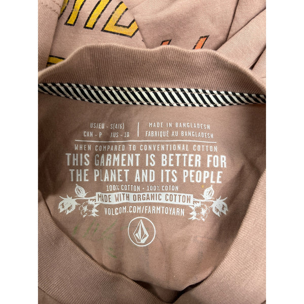 Volcom Womens Pink Organic Cotton Graphic T-Shirt Size Small Relaxed Fit