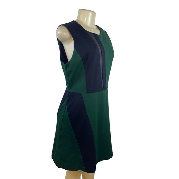 Vince Camuto Womens Colorblock Green & Black Sleeveless Sheath Dress Size 12