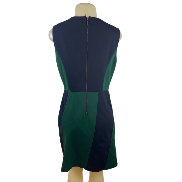 Vince Camuto Womens Colorblock Green & Black Sleeveless Sheath Dress Size 12