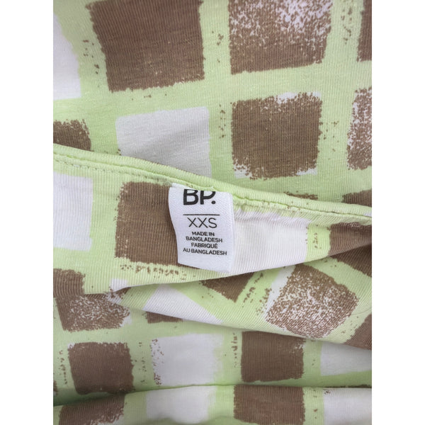 BP. Womens Green & White Cotton Blend Bandeau Tube Top XXS Checked Pattern