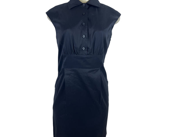 Ann Taylor Sleeveless Black Button-Up Collared Dress With Back Zipper Sz 2 - New