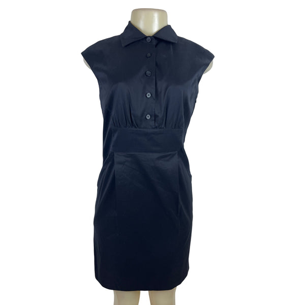 Ann Taylor Sleeveless Black Button-Up Collared Dress With Back Zipper Sz 2 - New