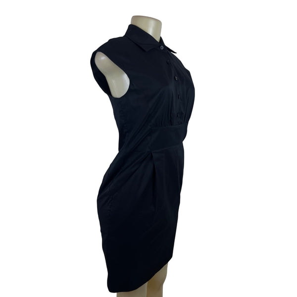 Ann Taylor Sleeveless Black Button-Up Collared Dress With Back Zipper Sz 2 - New