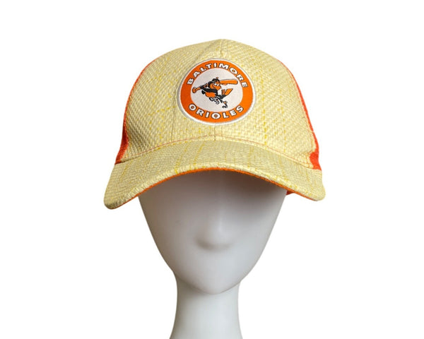 Baltimore Orioles Vintage Trucker Hat Yellow & Orange Snapback Mesh Baseball Cap