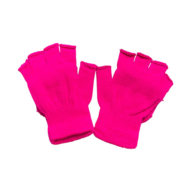 Convertible Knit Fingerless Gloves Pink Women Acrylic Warm Winter Accessories OS