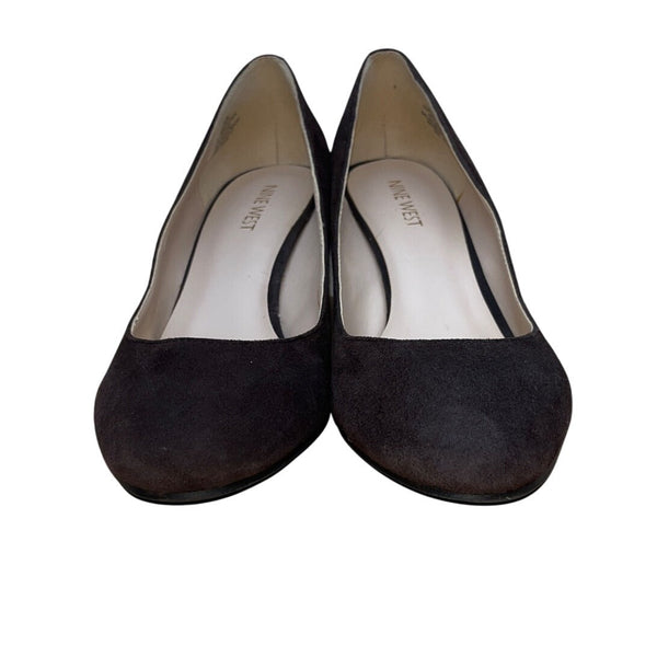 Nine West Womens Brown Suede Leather Nwispy Wedge Pumps Size 7.5M