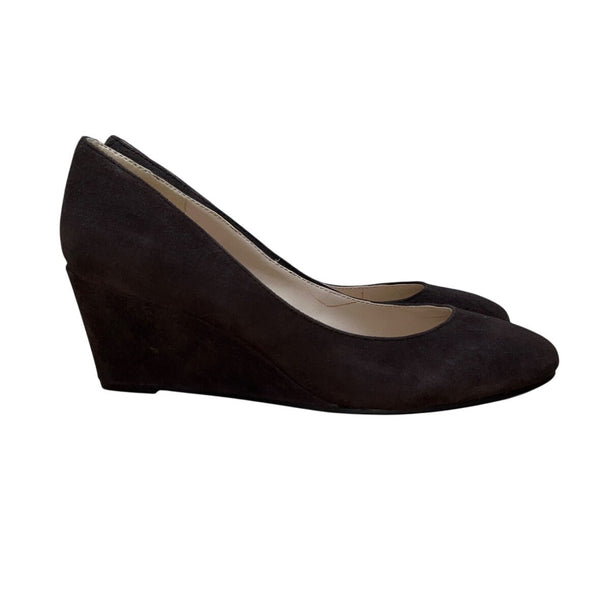 Nine West Womens Brown Suede Leather Nwispy Wedge Pumps Size 7.5M