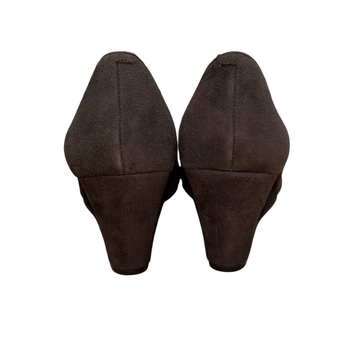Nine West Womens Brown Suede Leather Nwispy Wedge Pumps Size 7.5M