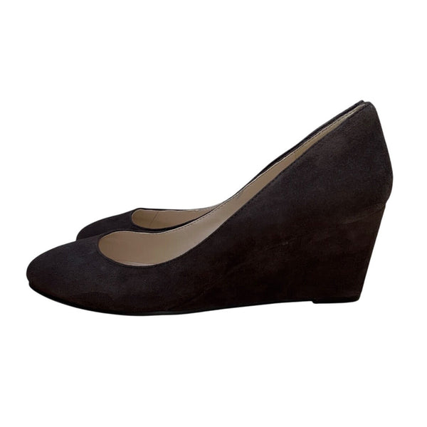 Nine West Womens Brown Suede Leather Nwispy Wedge Pumps Size 7.5M